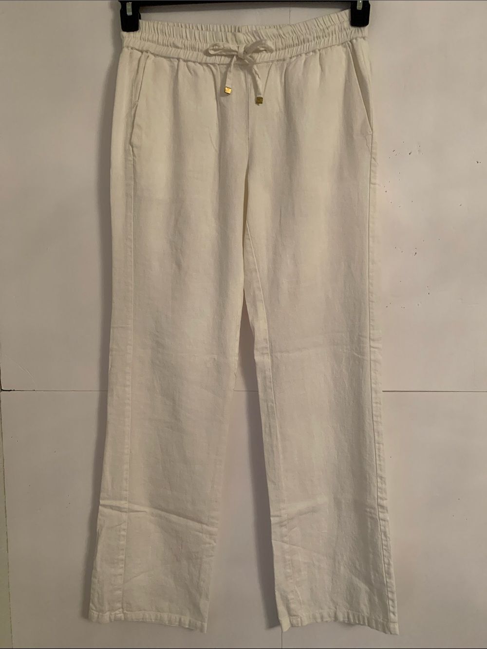 Love Tree Linen/Viscose White Drawstring Elastic Waist Women’s Pants Size M